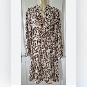 H&M Black and Brown Geometric Long Sleeve Dress